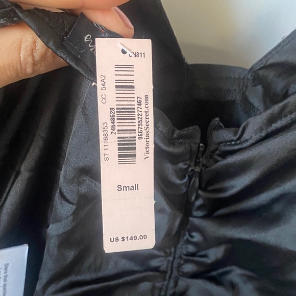 For Love And Lemons - Rouched Satin Black Mini Dress w/ Bedazzled Cups - Picture 9 of 13